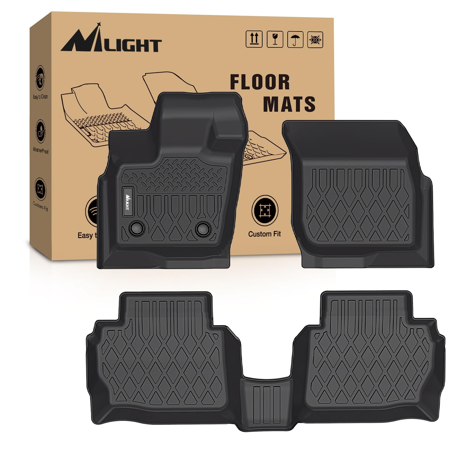 Nilight TPE Floor Mats for Ford Fusion Lincoln MKZ 2013 2014 2015 2016,All Weather Custom Fit Heavy Duty Floor Liners