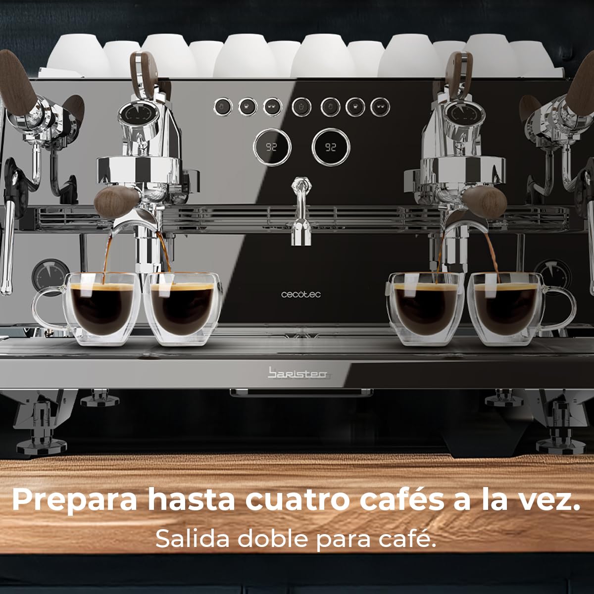 Cecotec Cafetera Express Barista Baristeo Gastro Dark. Bomba Rotatoria 9 Bares, Caldera 10.5L, Sistema E61, Control Pid, Grifos Profesionales, 3200W, Extracción Crema, Diseño Profesional, Versatilidad