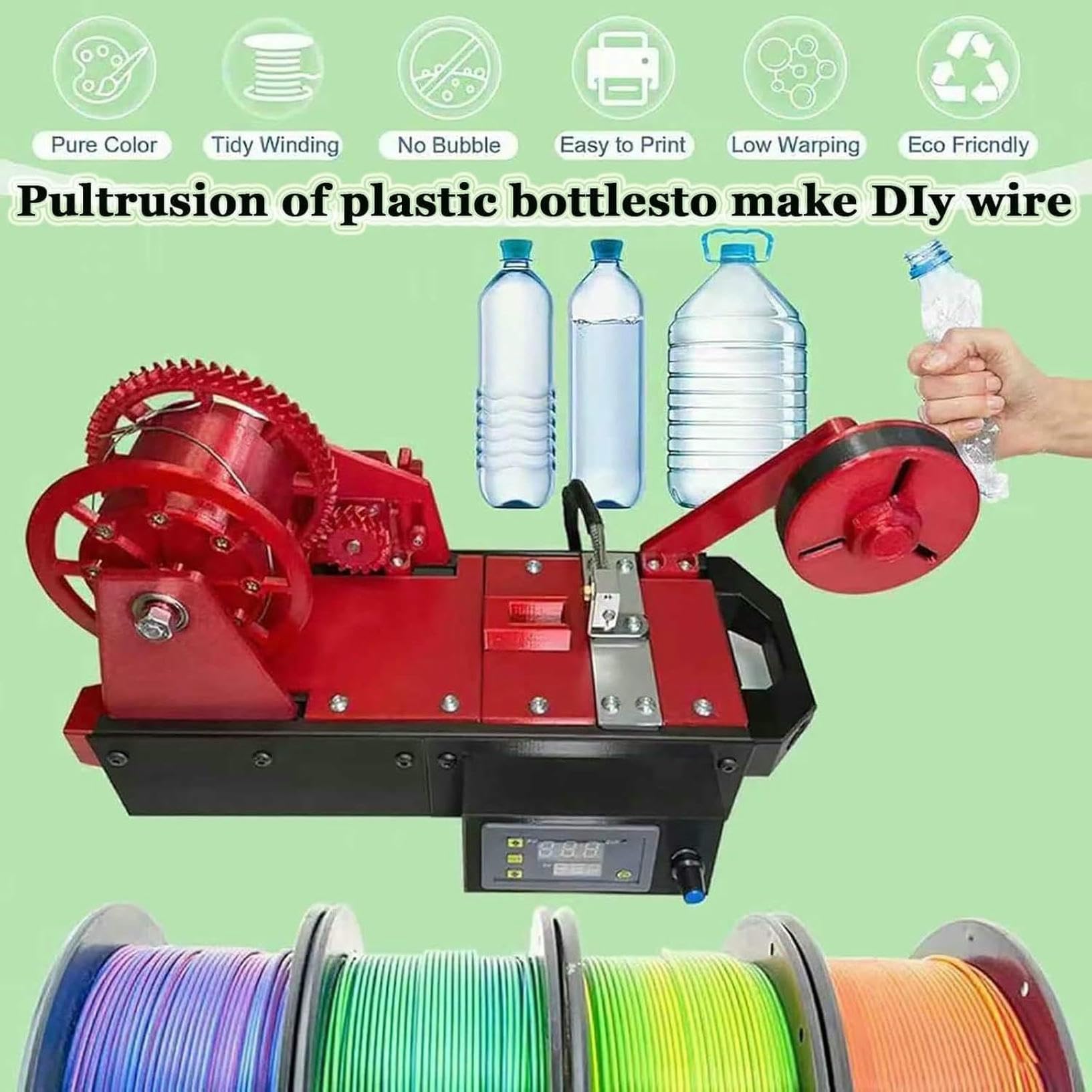 3D-Recycling-PET-Filament-Hersteller, Desktop-Filament-Maker-Maschine, 3D-Drucker-Extruder, Pultrudierte Kunststoffflaschen, Recycler Für Recycelte PET-Flaschen