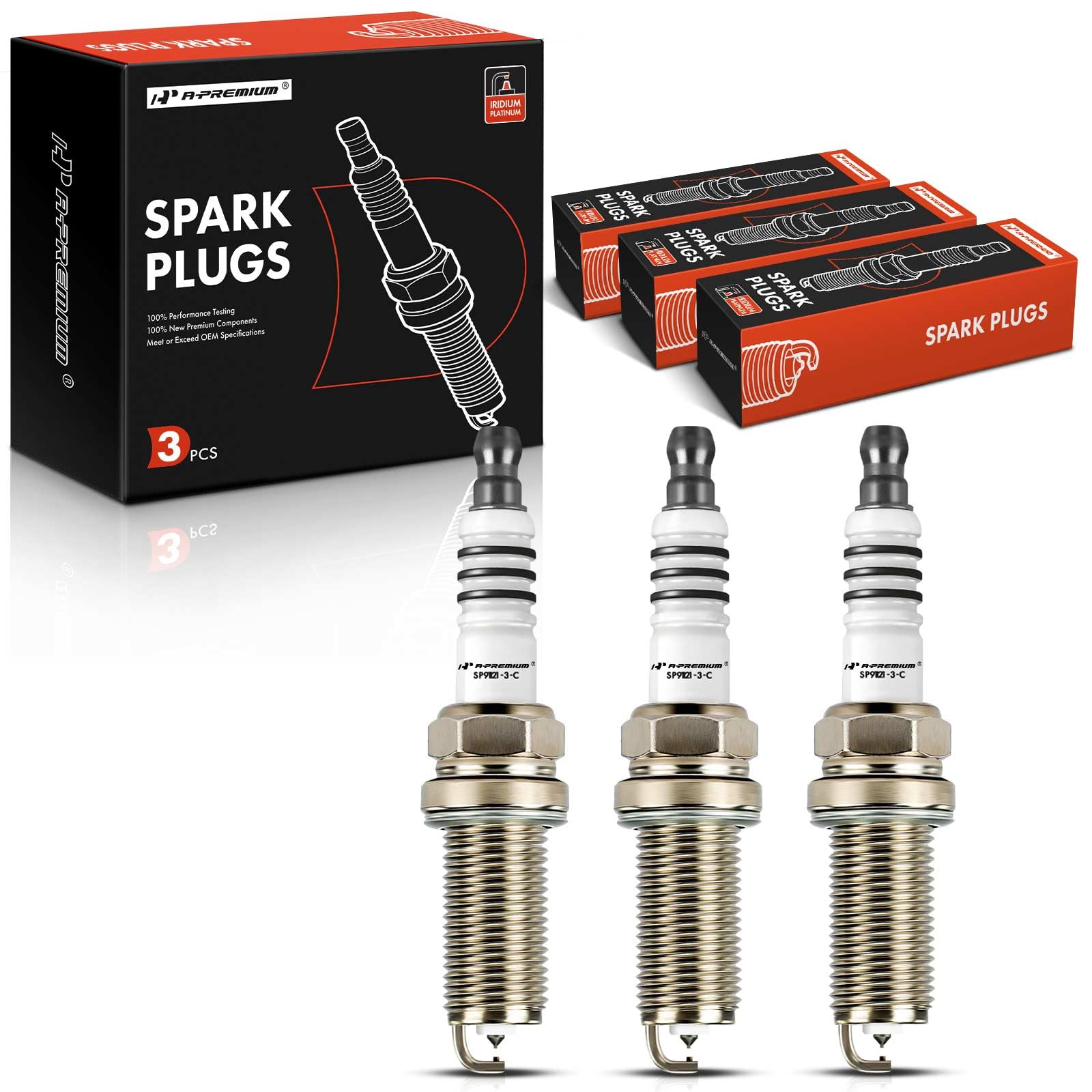 A-Premium Iridium Platinum Spark Plugs Compatible with Smart Fortwo 2016-2017 0 9L Pack of 3