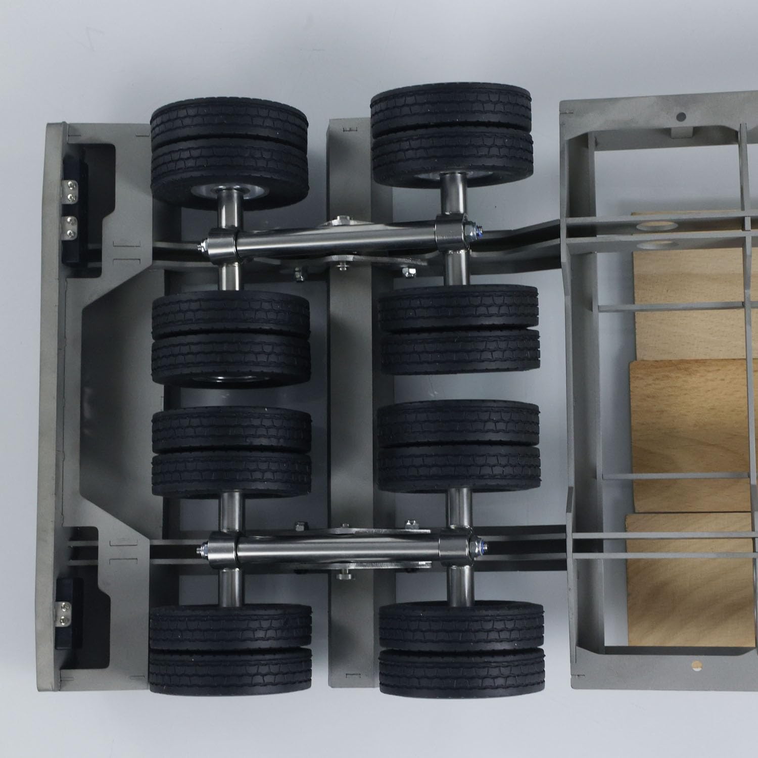 US in Stock, LESU 872Mm Metal Wood 4Axles Trailer Compatible with 1/14 Tamiya RC Tractor Truck DIY Model