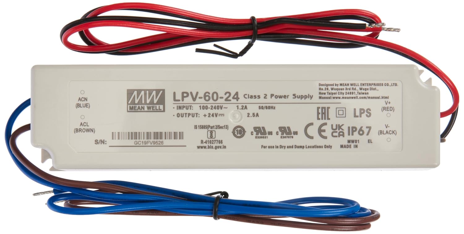 MeanWell Bloc d'alimentation 312886-24 V - 60 W - LPV-60-24.