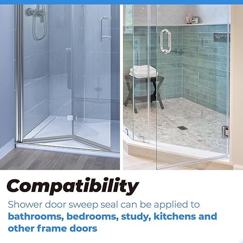 Miniatura 3 de PalpitateC Barrido inferior de puerta de ducha para puerta de ducha sin marco, tira de sello inferior de puerta de ducha para el hogar, baño, vinilo