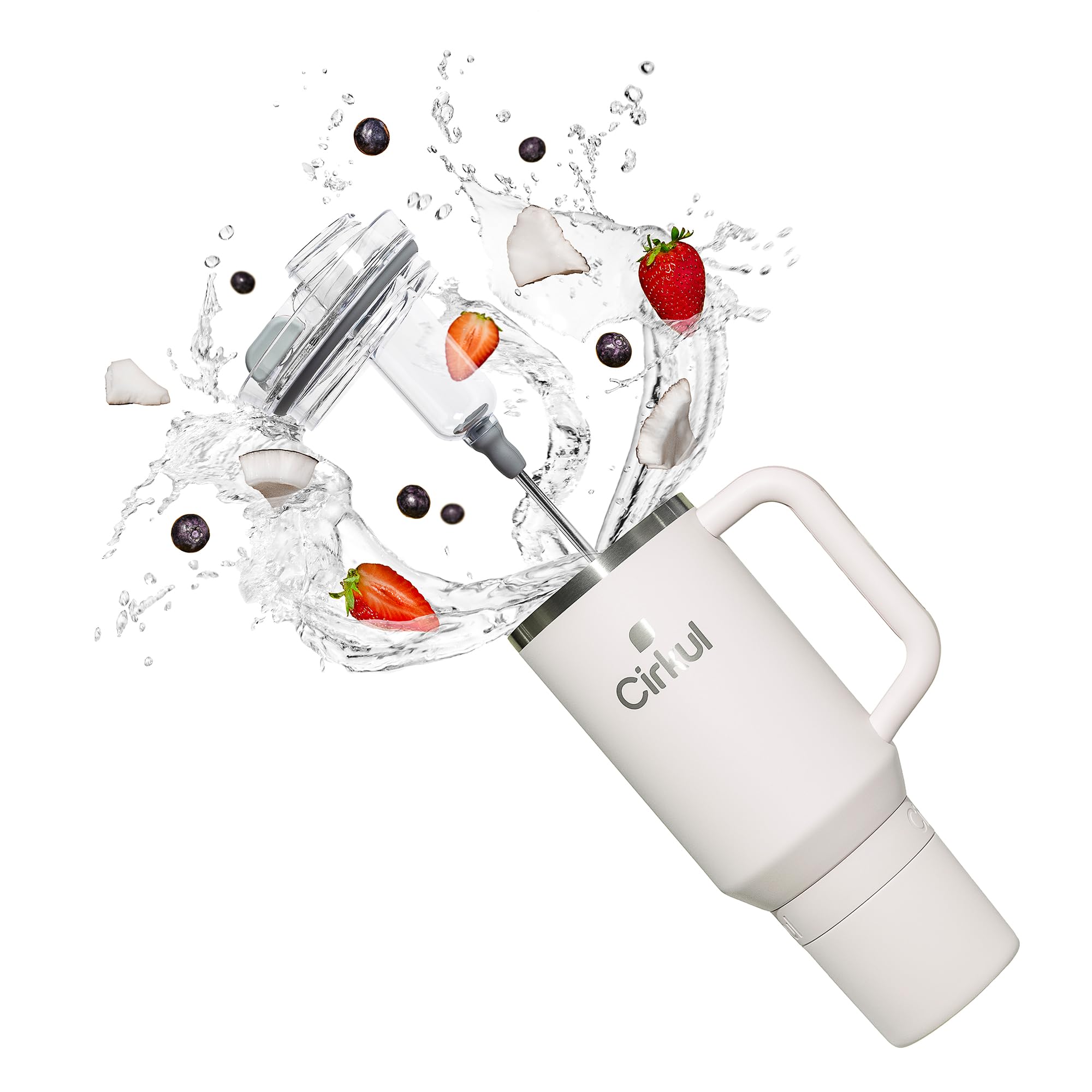 Cirkul40oz. Pearl Stainless Steel Tumbler with Handle, All-Day StrawSip™, Double-Wall Insulated