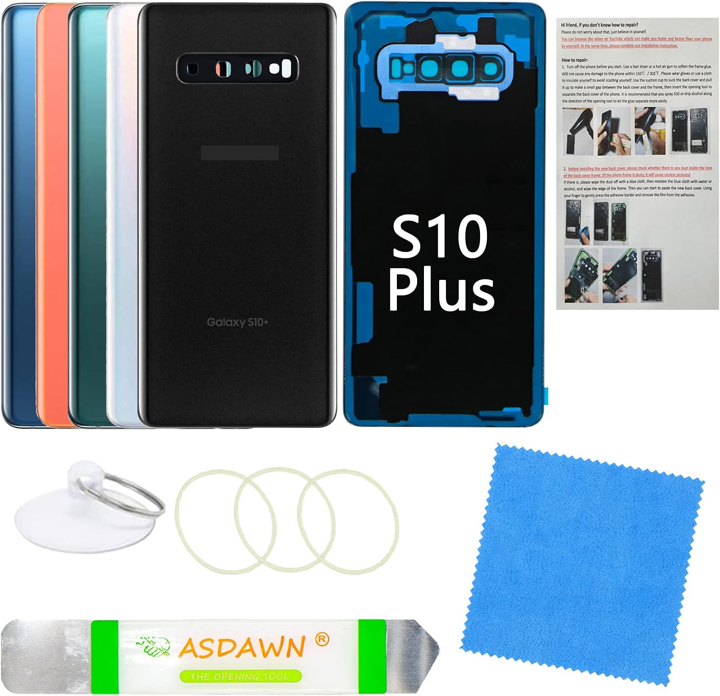 for Samsung Galaxy S10 Plus Back Cover Glass Replacement