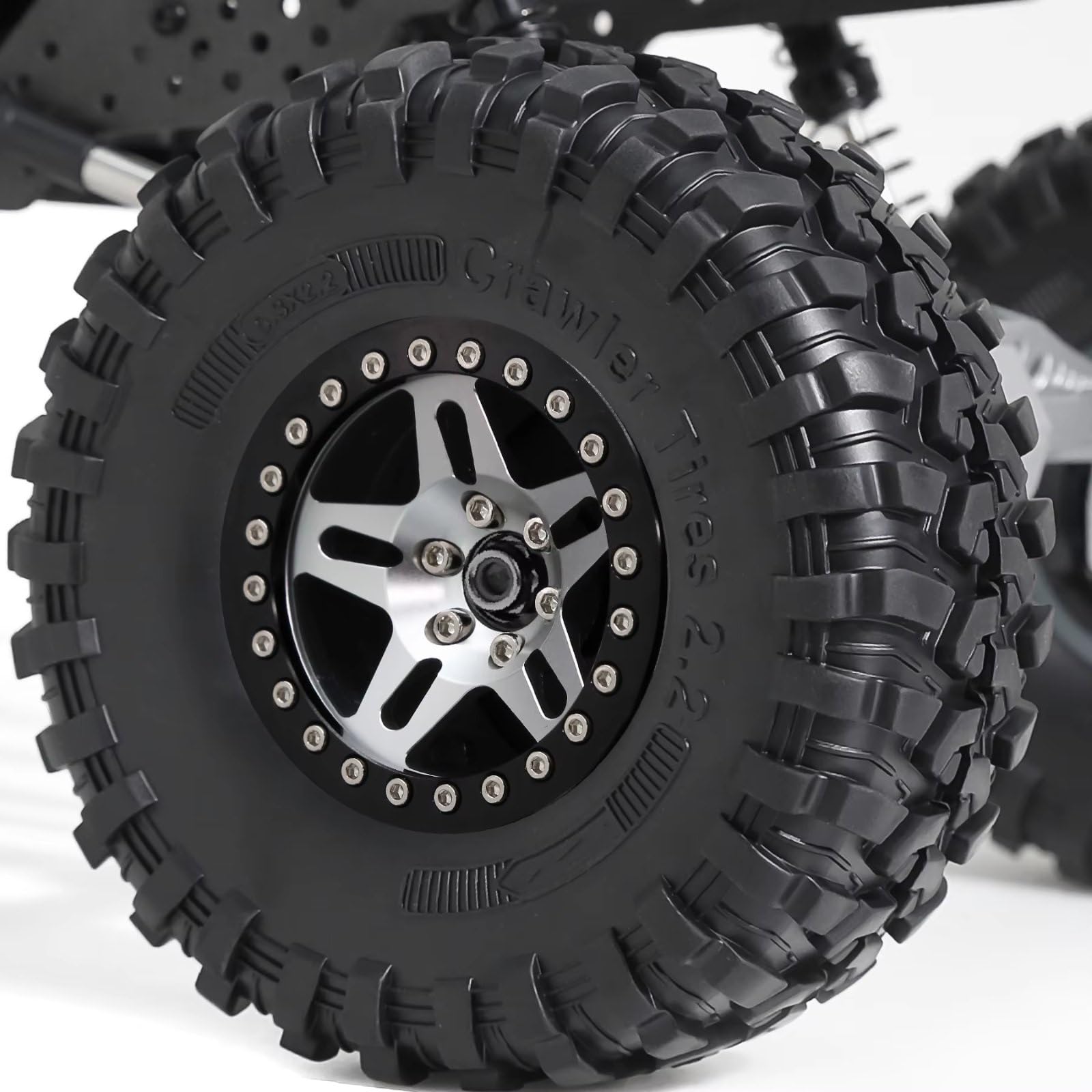 RC Pneumatici Ruote Per Traxxas Per TRX4 Per TRX6 Per Axial Per SCX10 RR10 1/10 4PCS Metallo 2. Beadlock Wheel Rim Pneumatici Set Rosso RC Crawler Parti Automobili(Silver)