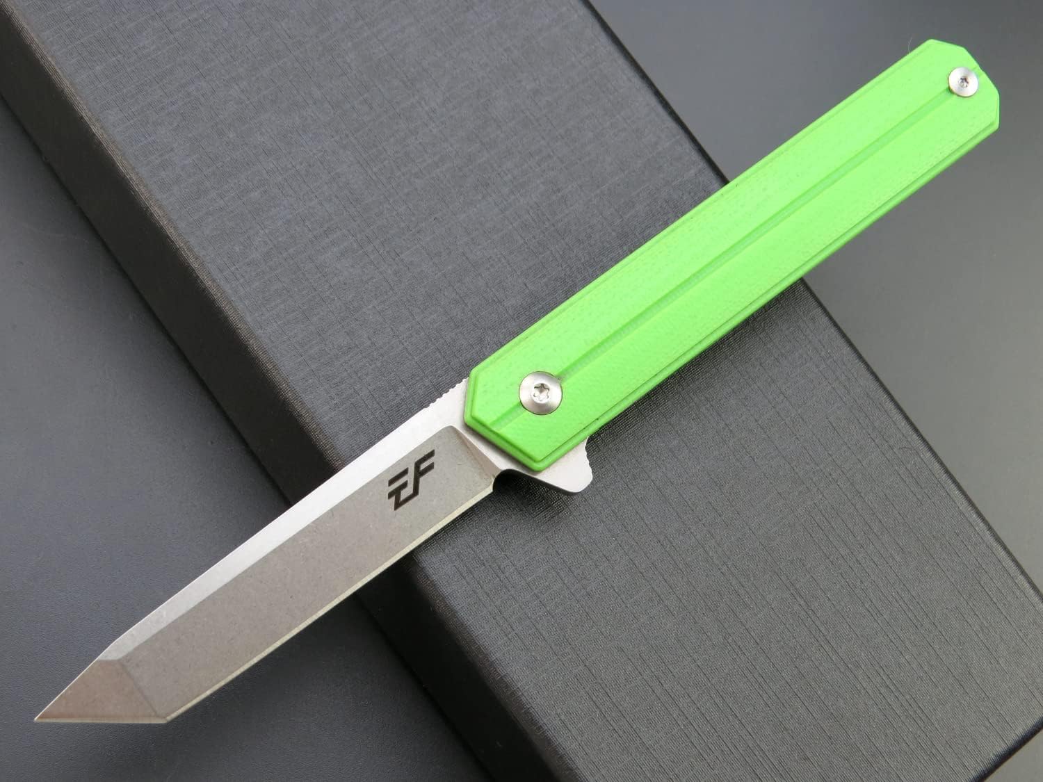 EF65 Flipper Folding Lock Knife Ball Bearing D2 Blade and G10 Steel Handle Pocket Assisted Multitool with Clip Everday Carry (EF65-T-green)