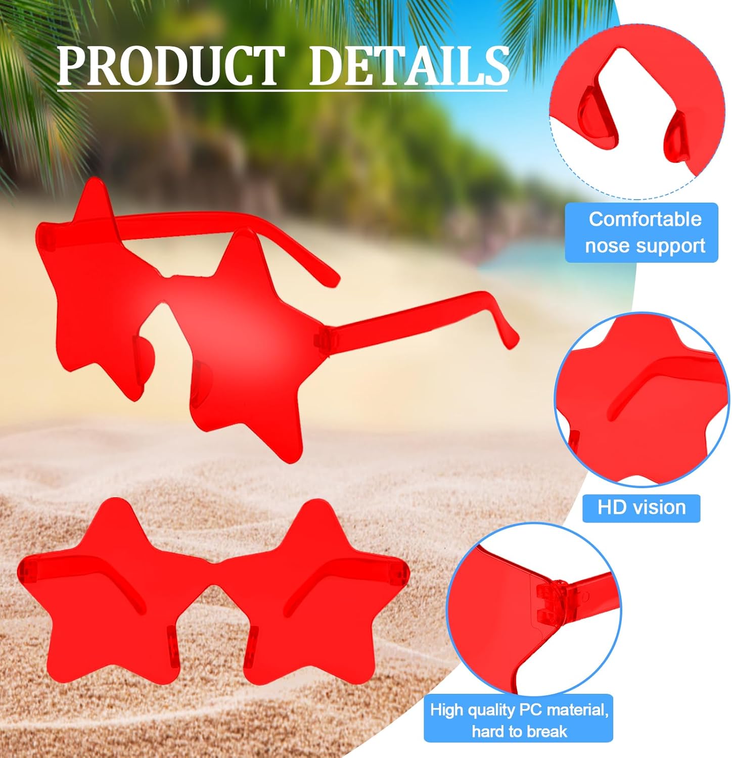 CHRORINE 8/16/24/40 Pairs Rimless Star Shape Sunglasses Transparent Glasses Bulk for Party Decor Favor - Image 4