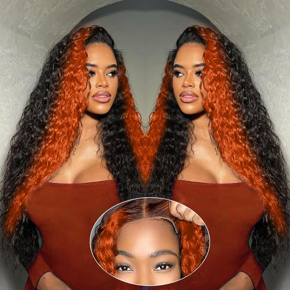 Ginger Lace Front Wigs Human Hair Pre Plucked Pre Cut Glueless 9x6 Deep Wave HD Transparent Lace Wig Human Hair for Women Highlight Ombre Lace Front