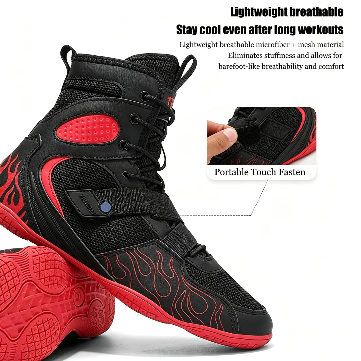 Botas De Boxeo para Hombres Mujeres Zapatos De Lucha Altas Respirables, Tiene Friccion, para Deportes, Combate, Wrestling