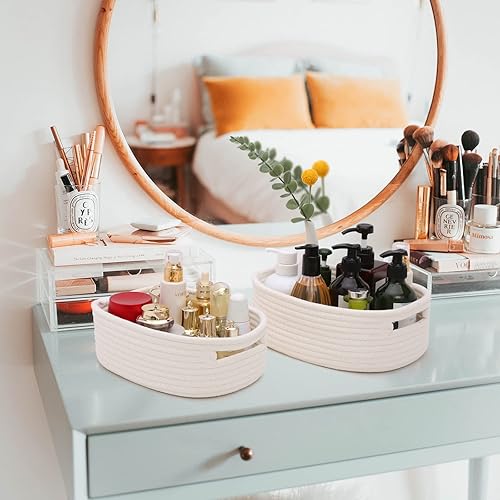 Miniatura 6 de Juego de 7 cestas tejidas de cuerda de algodón, canasta pequeña para guardería, mascotas, Montessori, cajas de juguetes para perros y gatos, cubos