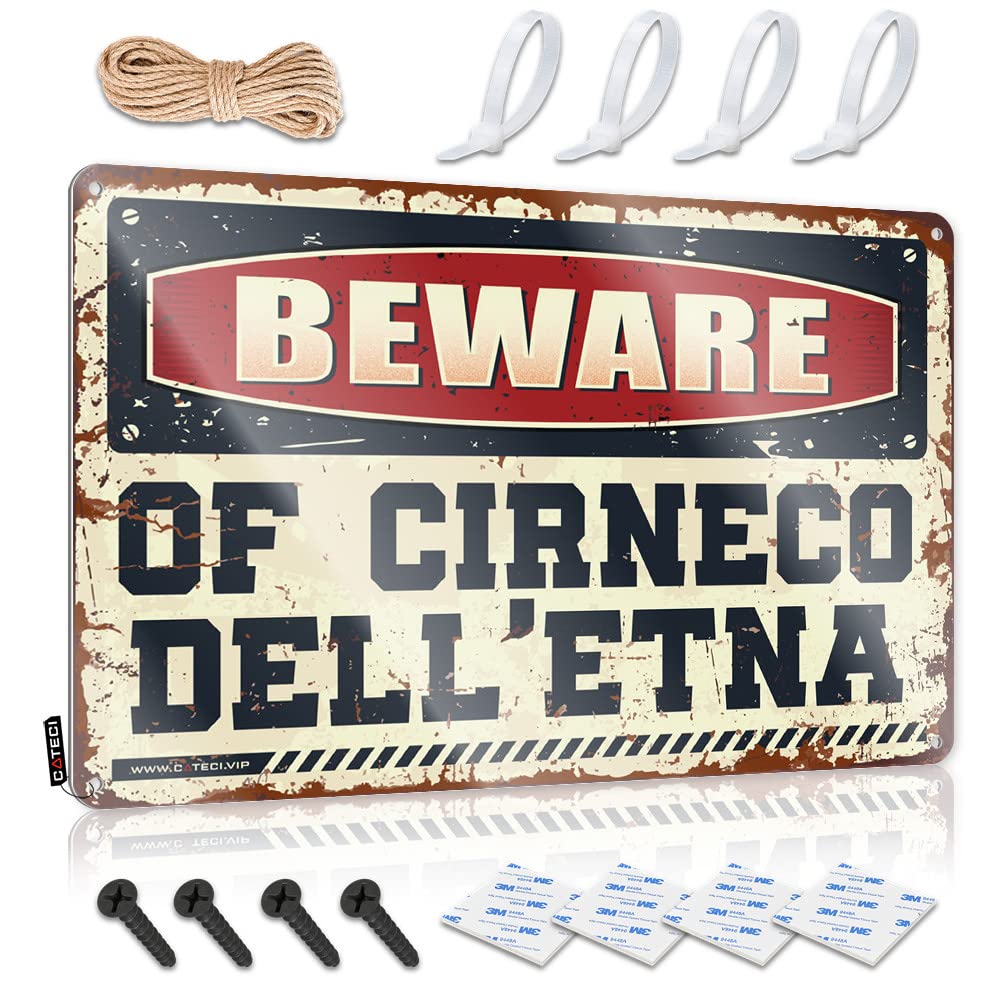 Fzfn Colour Tin Sign Mimosa Vintage Wall Decor | Beware Of Cirneco Dell'etna Round Nice For Tavern Home Decoration(30X40cm)