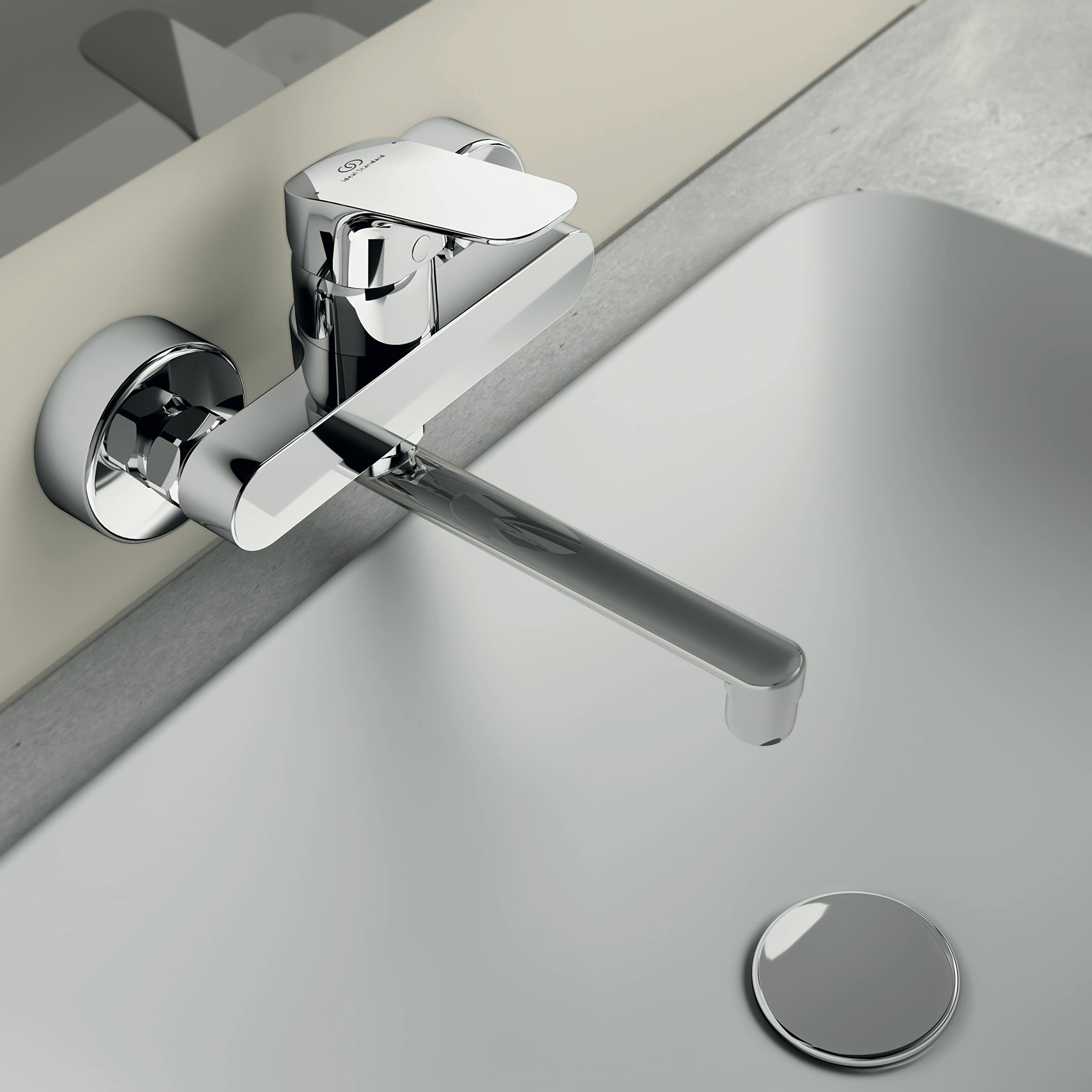 Ideal Standard Ceraflex Waschtischarmatur, Ausladung 160 mm, wassersparender Wasserhahn Badezimmer, besonders langlebig, schwenkbarer Auslauf – Chrom (219 x 160 mm)
