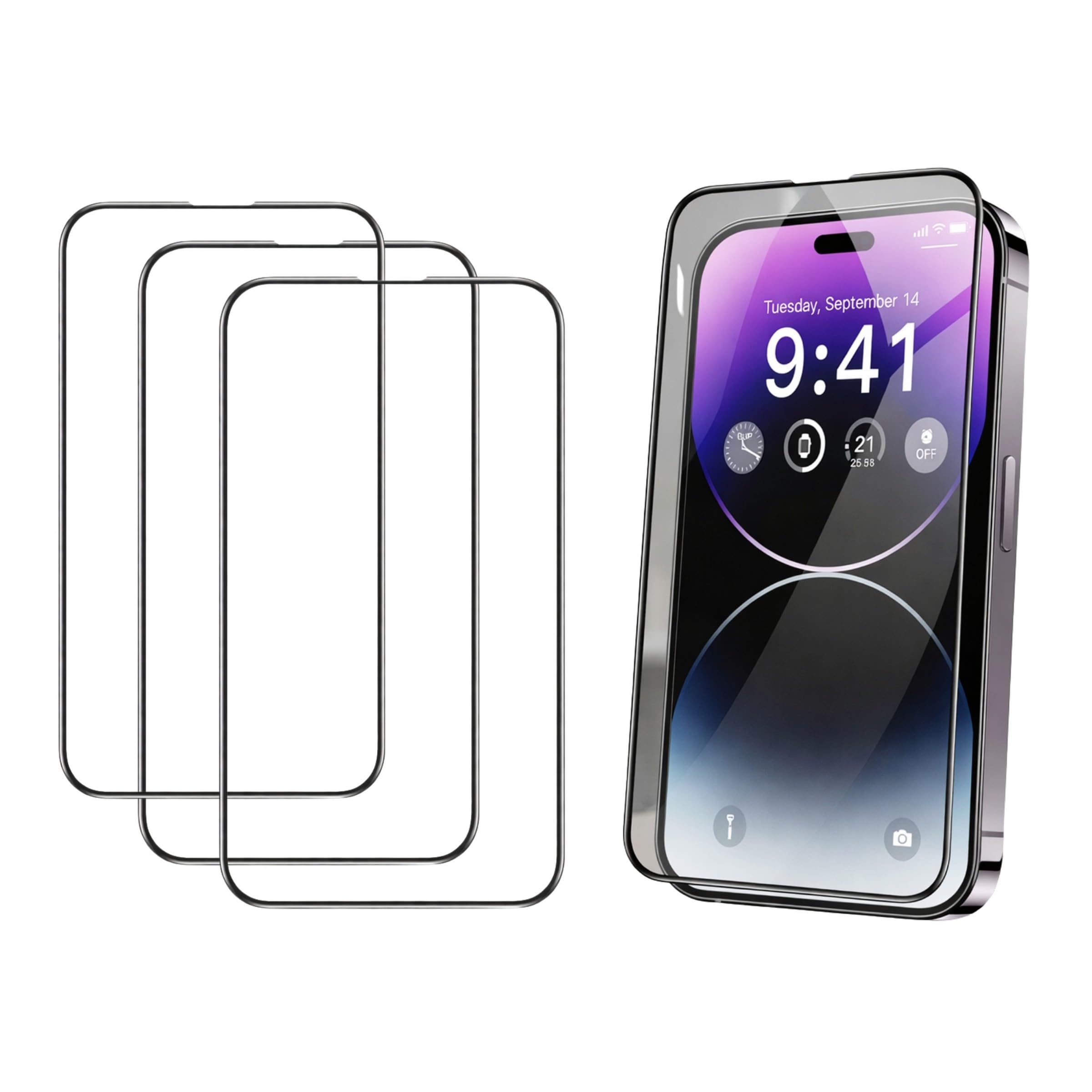 SHATCHI 3 Pieces Privacy Screen Protector for iPhone 15 Pro Max 6.7-Inch, Anti-Spy Tempered Glass Film, 9H Hardness Full Coverage Screen Guard, Case-Friendly Bubble-Free Clear Screen Protection