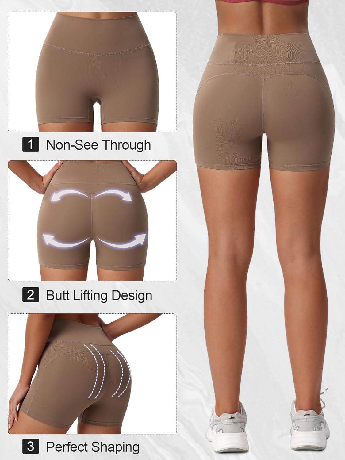 Yoga Biker Shorts with Pockets for Women,Spandex 3'' High Waisted Volleyball Workout Athletic Running Shorts - Image 6