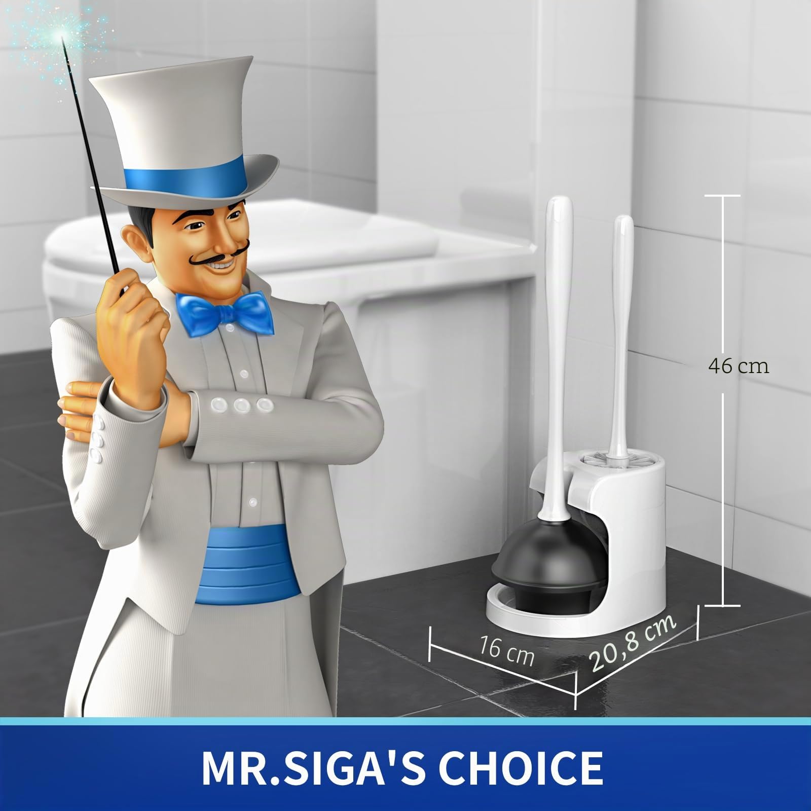 MR.SIGA Ensemble de Déboucheur Ventouse et Brosse WC, 1 Ensemble