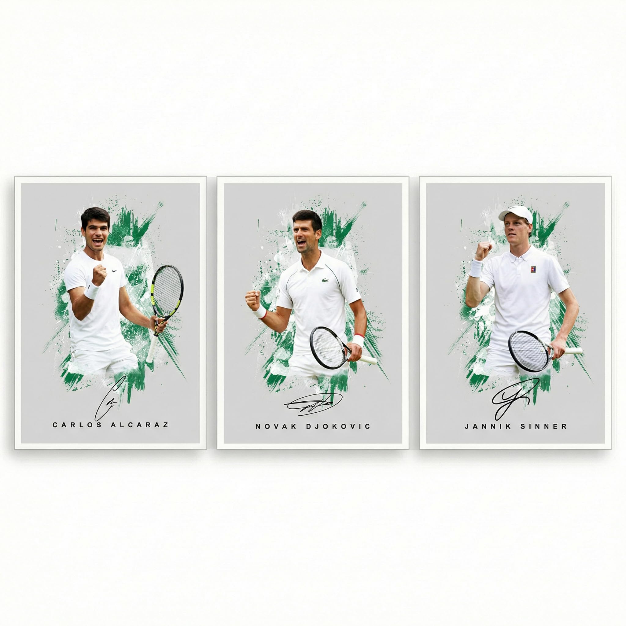 Mounted Gifts Trading Alcaraz Djokovic Sinner (A4 Unframed) Carlos Alcaraz Signed Photo Poster Print Picture Display Framed Autograph Memorabilia Gift Spain Tennis (Alcaraz Djokovic Sinner (A4 Unframed))
