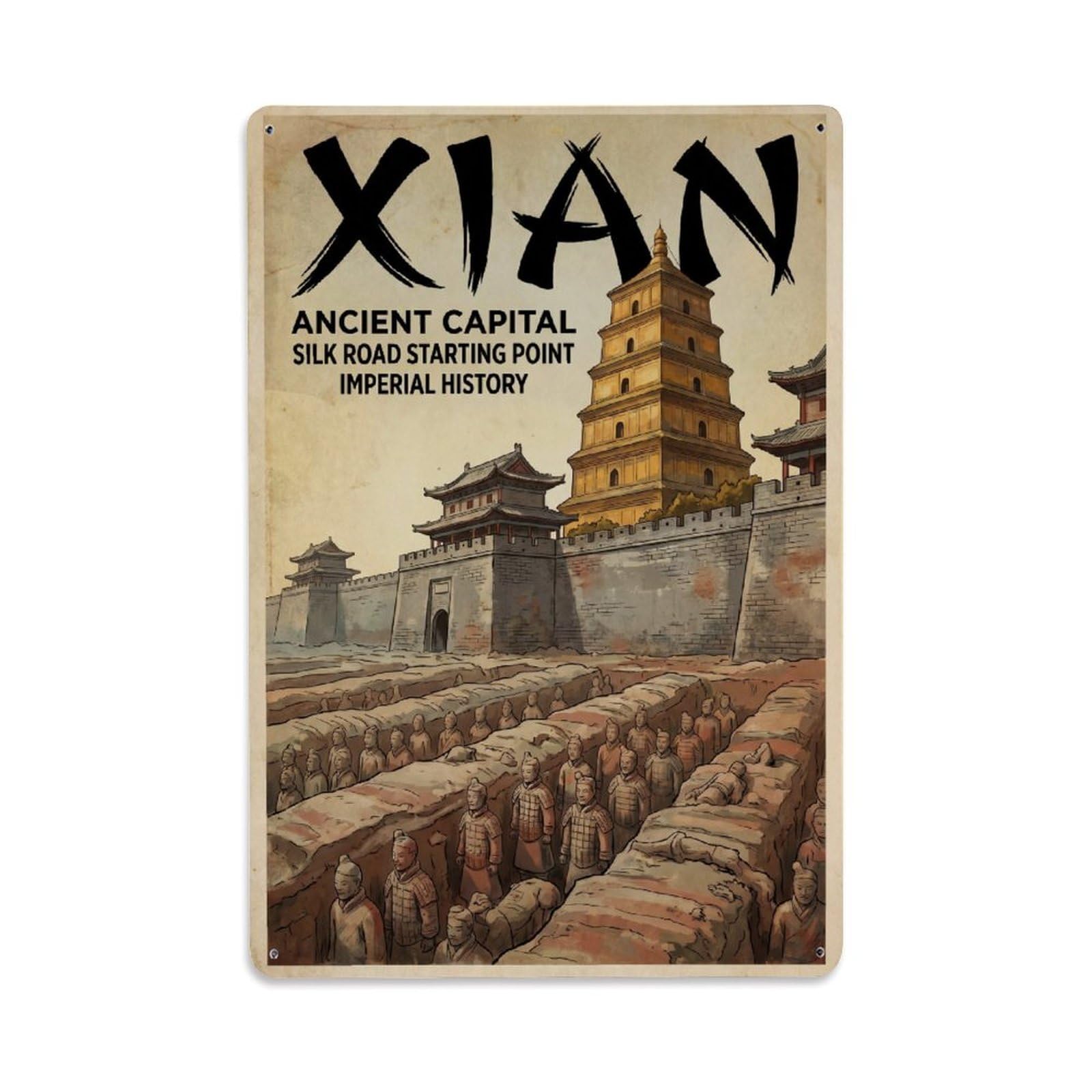 Huiyhb 8X12inch(20X30cm) Vintage China Xian Travel Metal Tin Sign