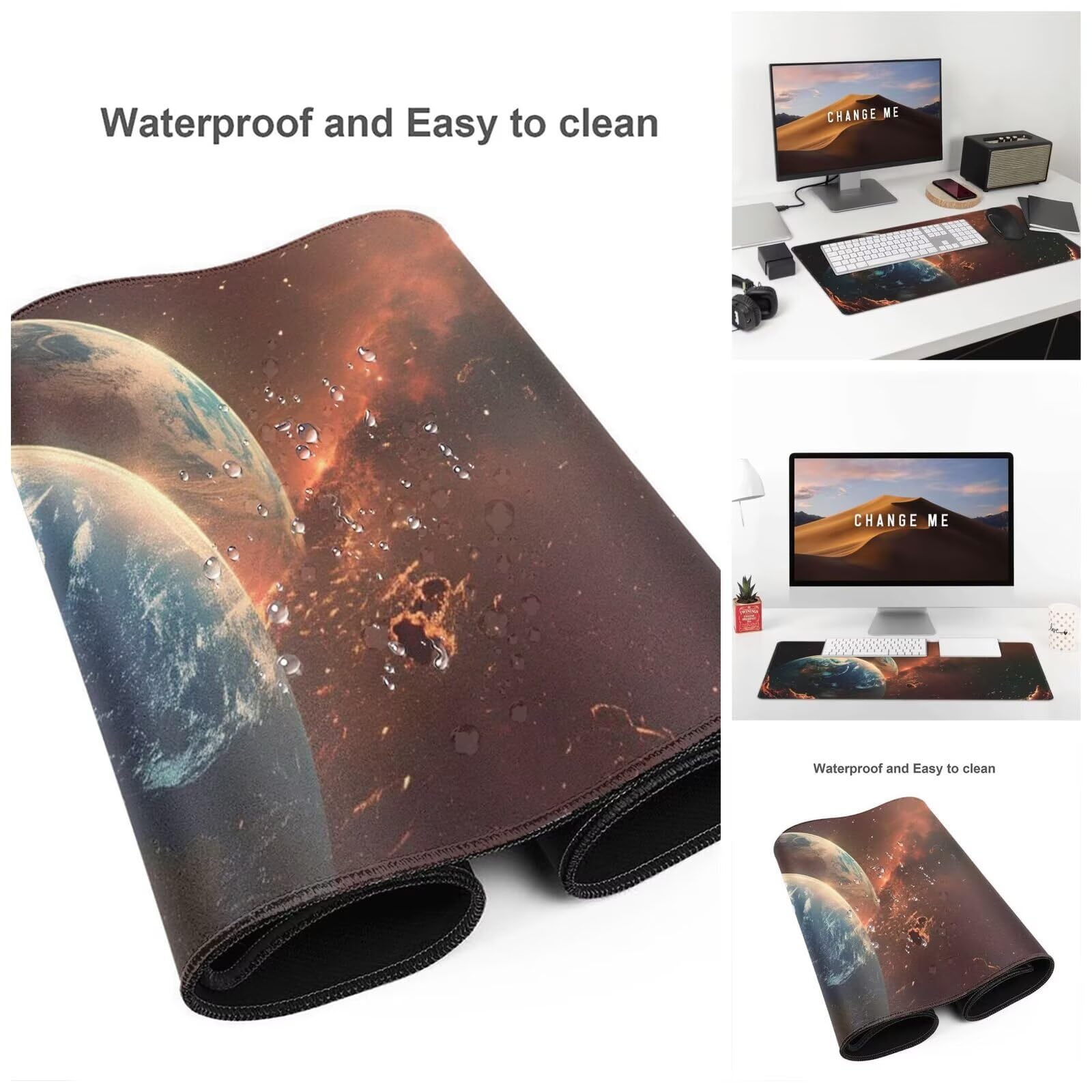 Alfombrilla Ratón Tierra Alfombrilla Ratón XXL 1600 x 800 mm, Paisaje Mouse Pad Gaming con Bordes Cosidos, Impermeable Mousepad XXL Base de Goma Antideslizante Duradera, Mouse Pad para Oficina Q472