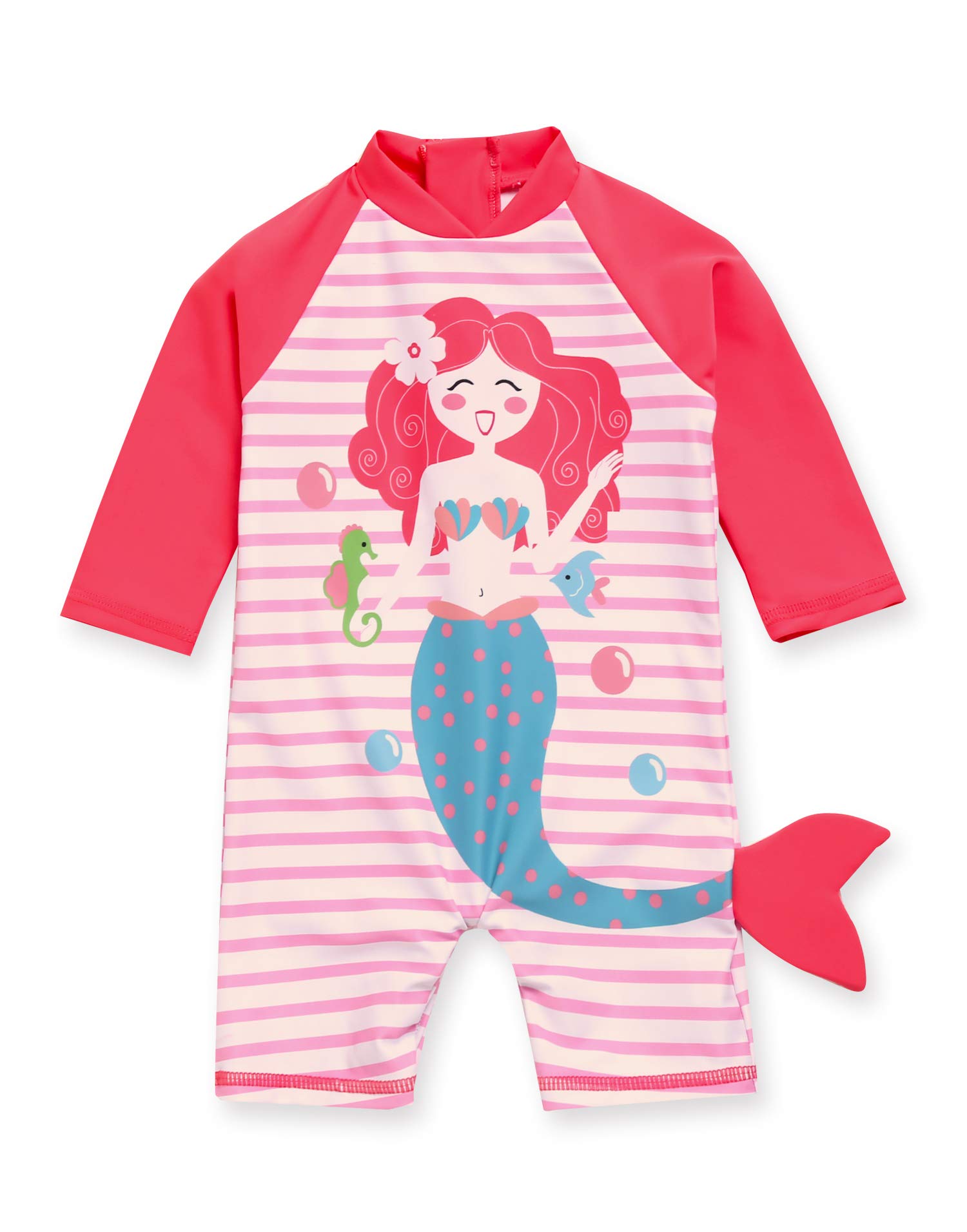 VAENAIT BABY Girls One-Piece Swimsuit, UPF 50+ Long Sleeve Rash Guard, Ruffle Swimwear Infant &amp; Toddler for 0-2 Years