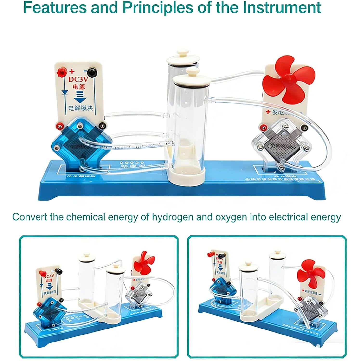 Wasserstoff-Sauerstoff-Brennstoffzellen-Kit, pädagogisches Physik-Demonstrator-Modell, Physik-Laborexperiment für Wasserstoff-Sauerstoff-Batterien, STEM-Lernaktivitäten