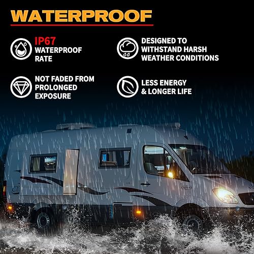 Miniatura 7 de POPMOTORZ Juego de 2 luces LED de señalización de giro lateral para VW C-rafter 2006-2018 Mercedes Sprinter W906 2006-2018 (Lente transparente)