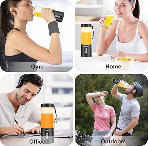 Miniatura 5 de OBERLY - Licuadora portátil para batidos y batidos, licuadora personal de viaje para proteínas con batería recargable USB de 4000 mAh, hielo