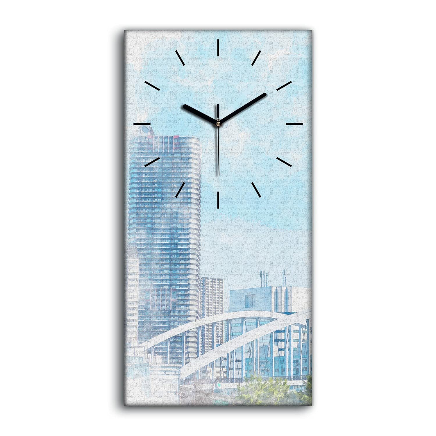 Horloge sur toile 30x60cm décoration murale silencieuse pour mur