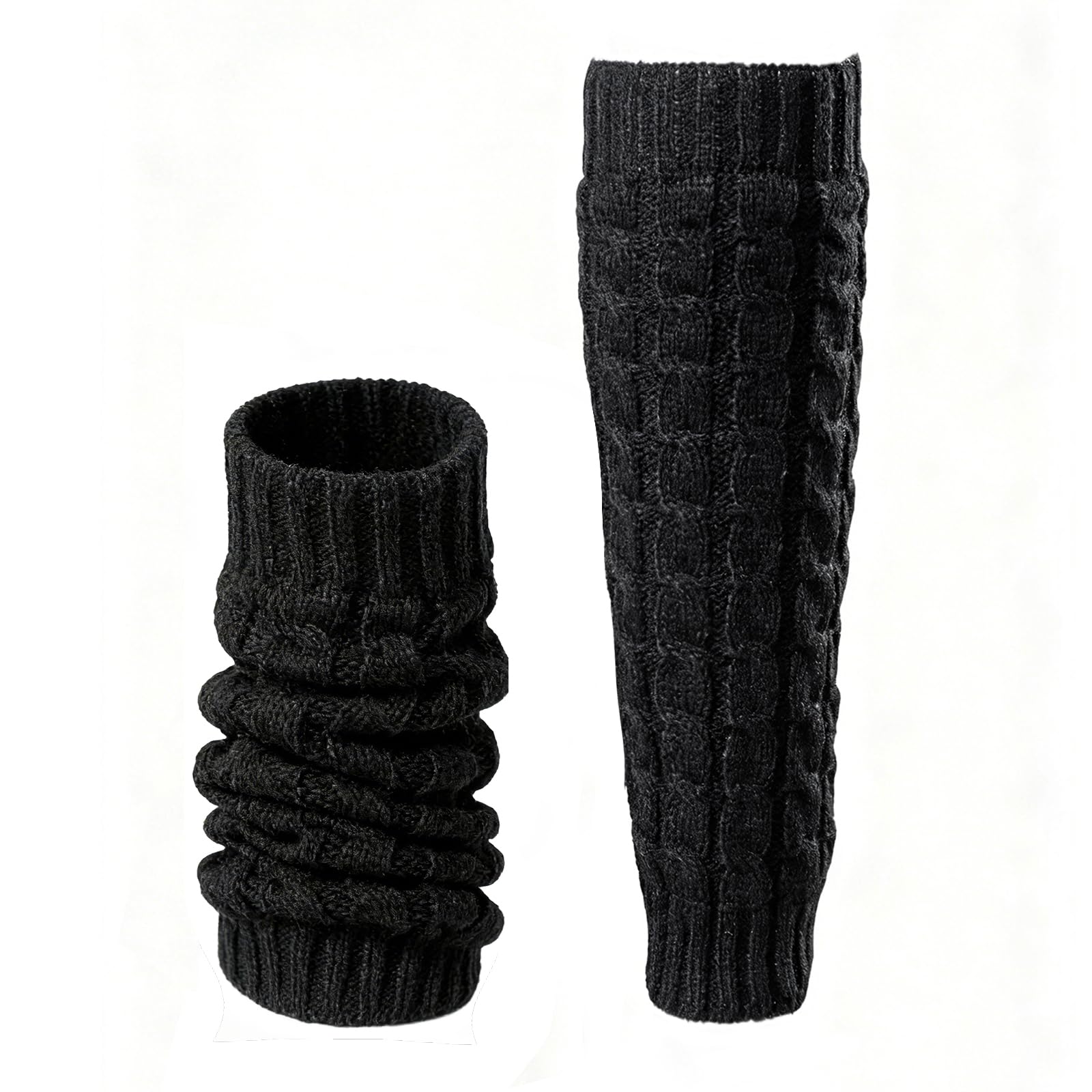 LALIFIT Womens Winter Fleece Lined Leg Warmers Cable Knit Leg Sleeve Long Footless Socks
