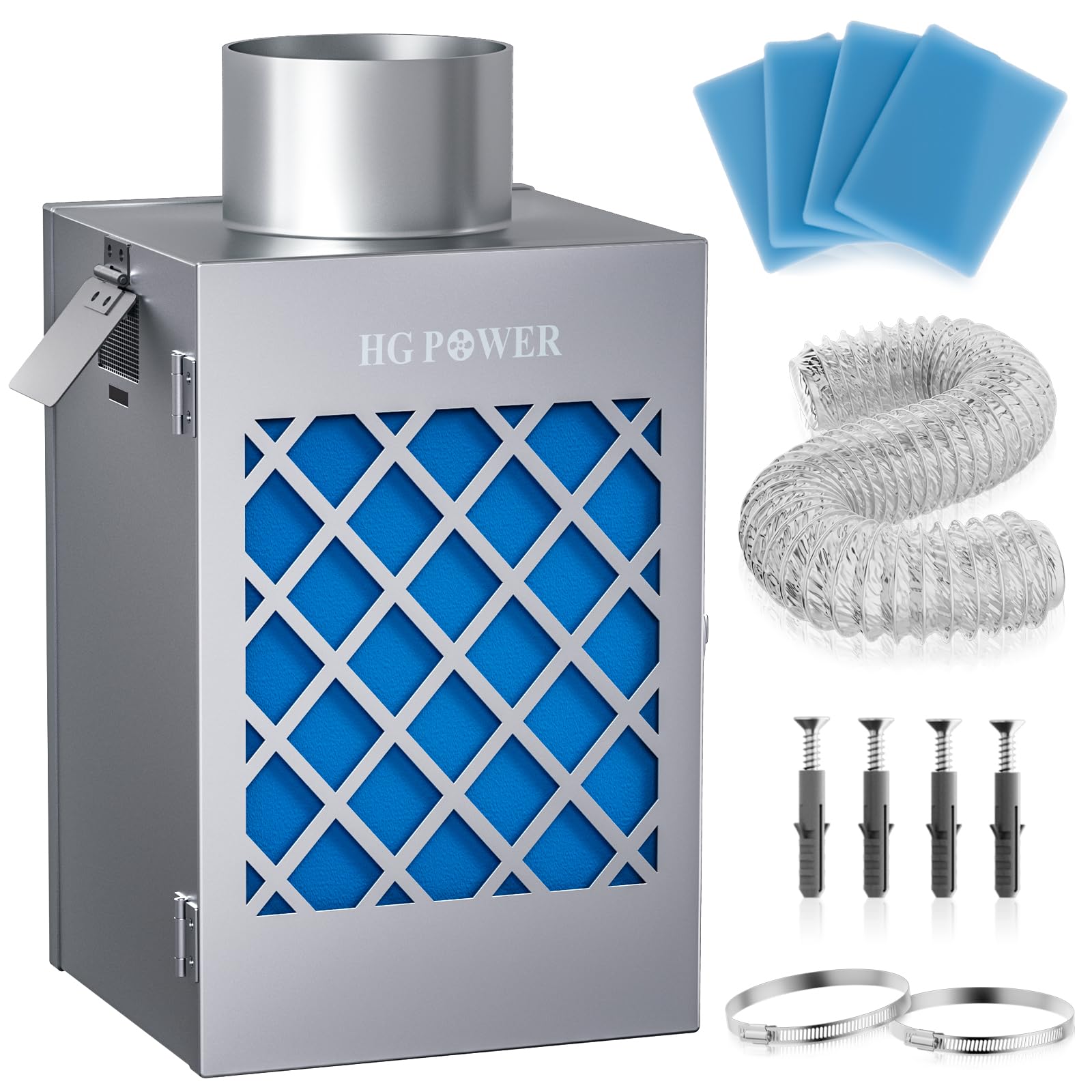 Photo 1 of Metal Dryer Vent Box, HG Power Indoor Dryer Vent, Safety Vent Flap, Dryer Lint Trap, Indoor Dryer Vent Kit for Electric Dryer, Space Saver Dryer Vent Kit with Polyester Filters, Dryer Vent Hose