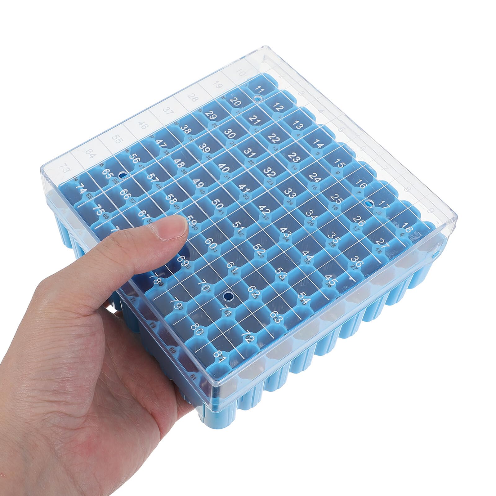 Cabilock Porta Provette in Plastica Blu 81 Pozzetti 1.8ml 2.0ml Laboratorio