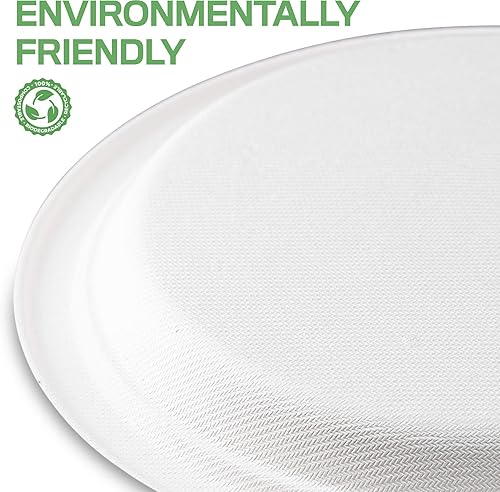Miniatura 6 de Enviroware Platos blancos 100% compostables (125 unidades, 9 pulgadas) hechos de fibra de caña de azúcar 100% natural  Platos ecológicos