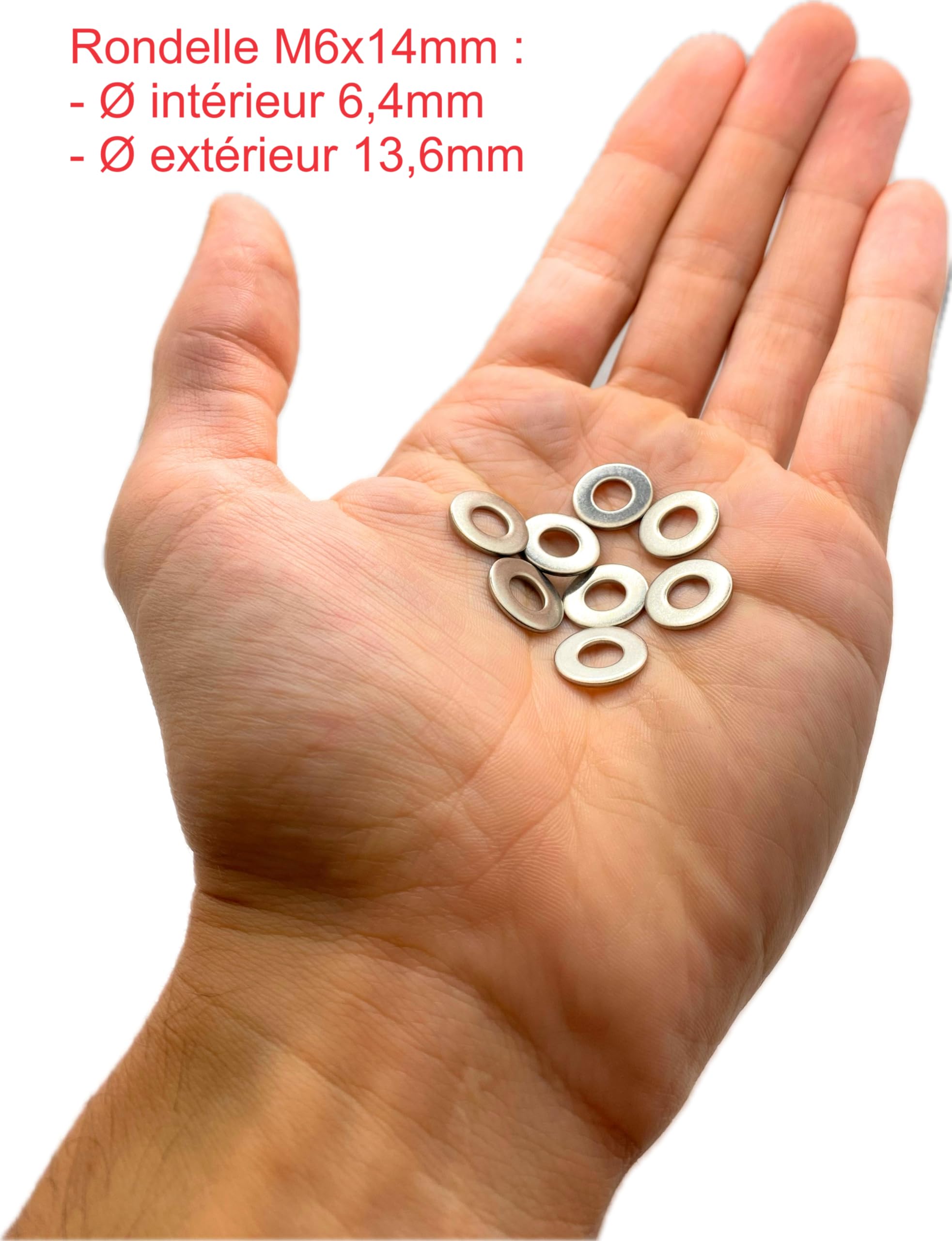 Metal washers M6 stainless steel outer diameter 14 mm, M6 x 14mm (50 Pièces) - Image 2
