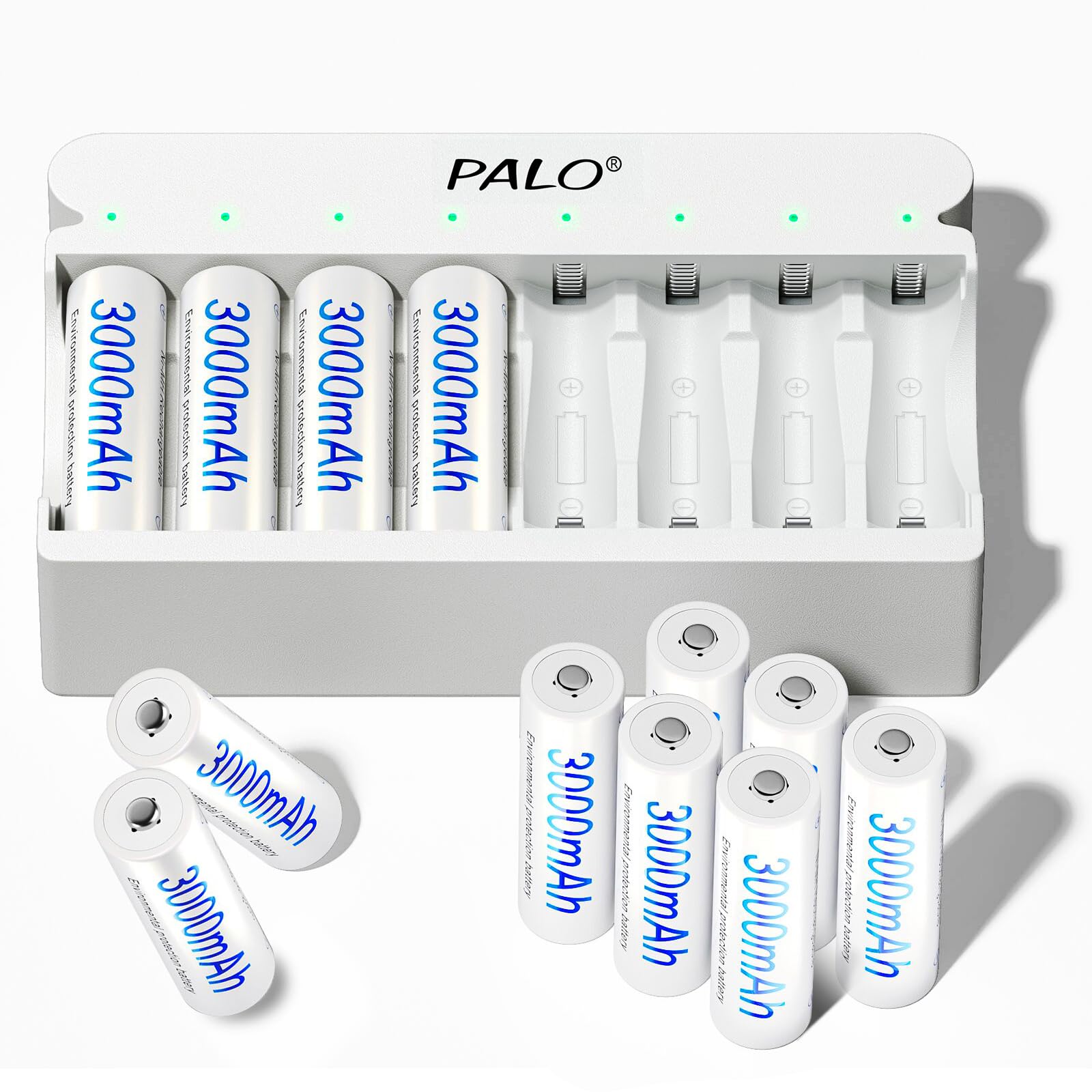 Kit 16 Batterie Ricaricabili AA 3000mAh E AAA 1100mAh Con Caricabatterie 12 Slot – USB-C, Display LCD, Ricarica Intelligente - 2