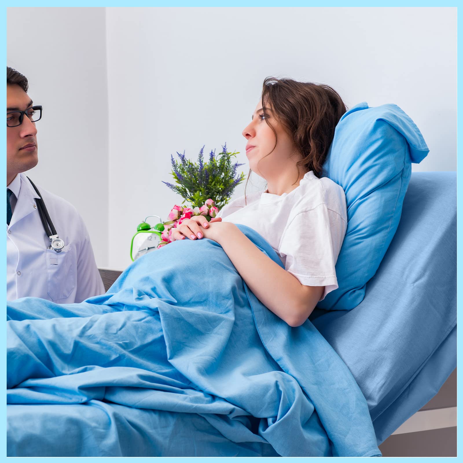 Mixweer Lot de 6 draps-housses bleus doux pour lit d'hôpital - 91,4 x 213,4 x 35,6 cm - Avec élastique tout autour - Pour hôpital, maison, hôtel, table de massage