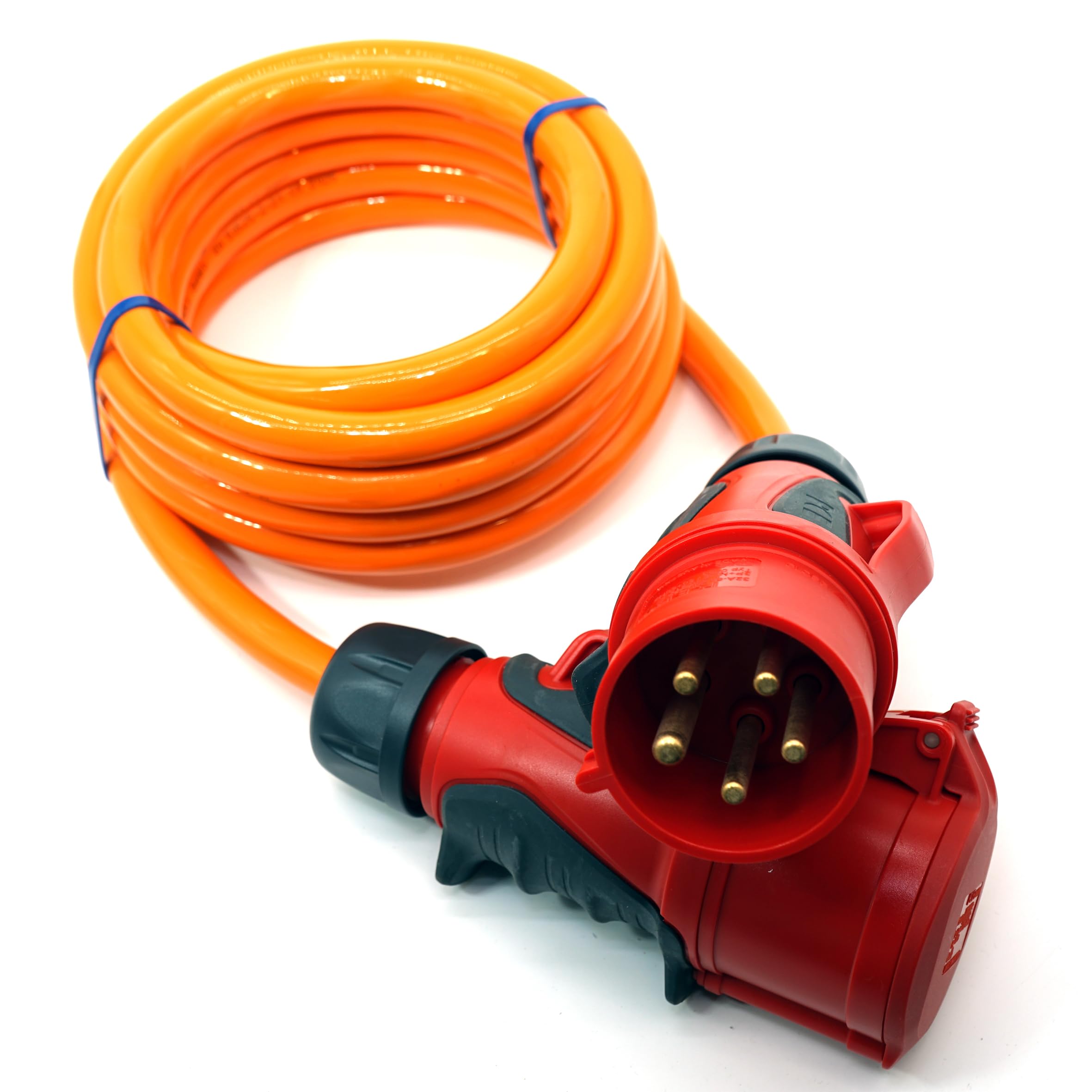 Event-Kabel & more CEE Starkstrom Verlängerungskabel – PUR orange H07BQ-F 5×4 mm² – 32A 400V – PCE Grip Stecker & Kupplung – Business-Line Made in Germany (Längen: 1,5m-50m) (10 Meter)