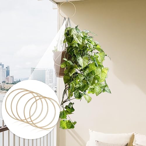 Miniatura 6 de Abeillo Paquete de 10 anillos de metal para manualidades, anillos de atrapasueños de 5 pulgadas, anillos de flores para macramé, anillos de metal