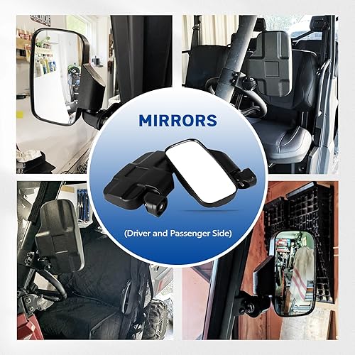 Miniatura 4 de UTV - Espejos retrovisores compatibles con Polaris Ranger 570 900 XP 1000Can-Am Defender Pro-Fit 2015+ espejos laterales separables (lado del