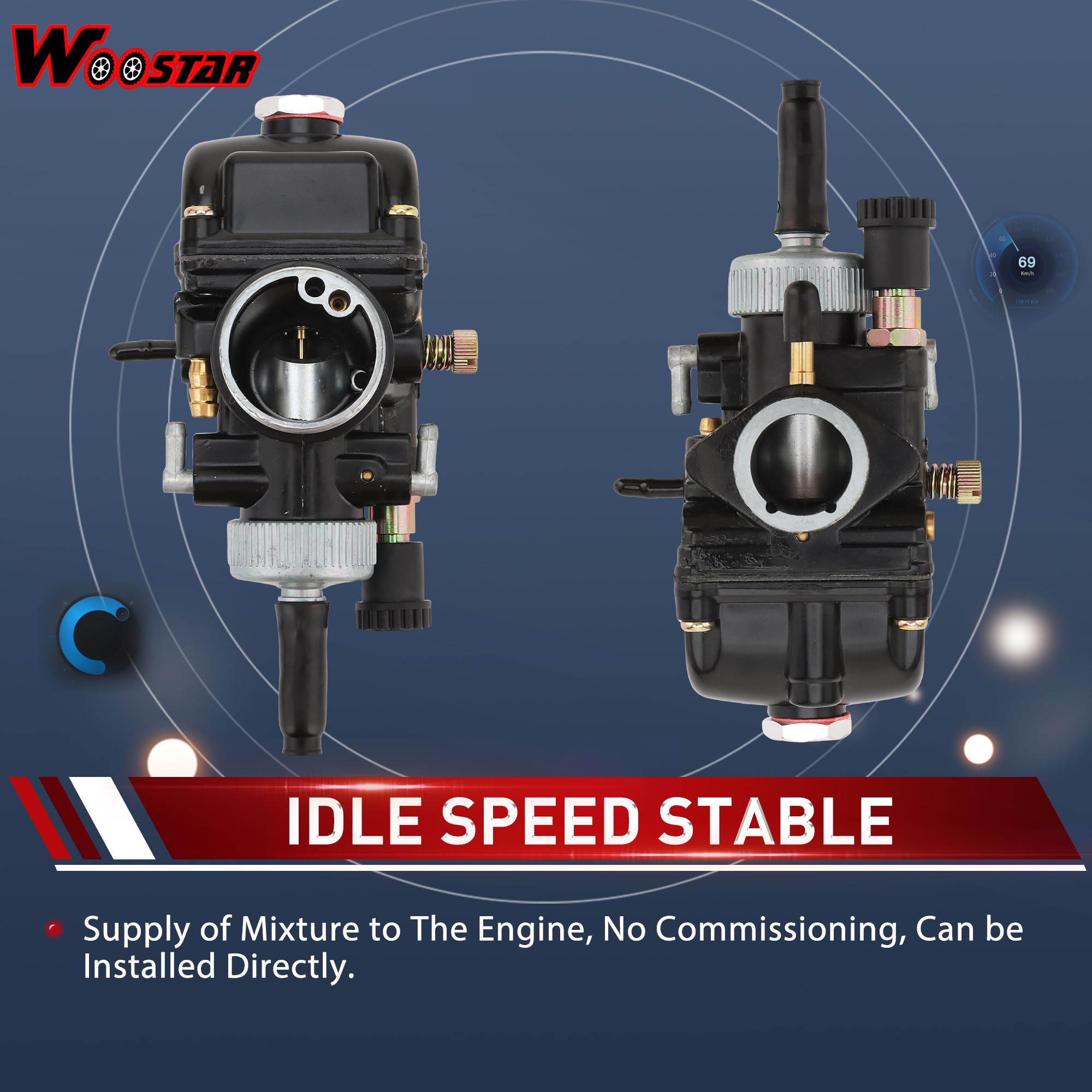 Carburatore WOOSTAR PHBL 20mm Per Motori 2 Tempi 50cc-250cc - Moto E Scooter