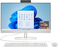 HP 24-inch All-in-One Desktop PC: Ryzen 5 7520U, 8GB RAM, 256GB SSD, FHD Display, Windows 11 Home - 2024 Model