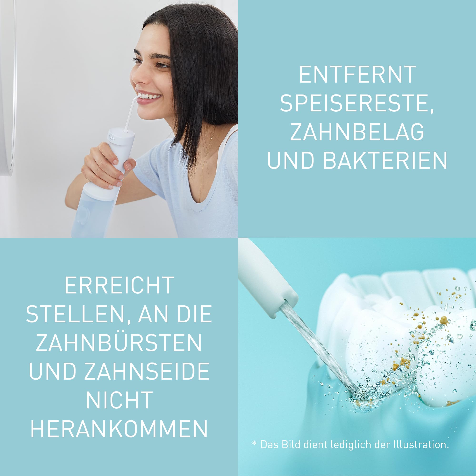 Panasonic Series 300 Munddusche EW-DJ27-A303, Zahndusche, Munddusche kabellos, 200 ml, IPX7, 4 Standarddüsen, 5 Wasserdruckstufen, Reisezubehör, Eisblau