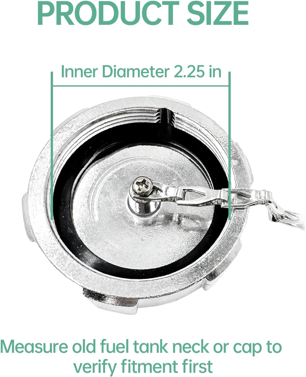 Diesel Fuel Cap 2 1/4" for International Ford GMC Trucks, Non-Locking, Aluminum, Female fitting, Non-Vented