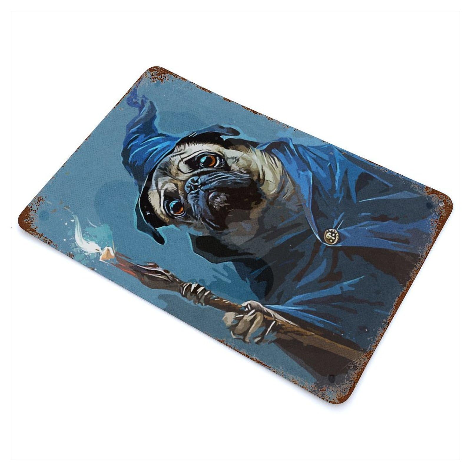 Wizard Dog Rusty Metal Tin Sign 11.8"x7.9", for Basement, Hobby Room And Garage Decor, Retro Wall Decor