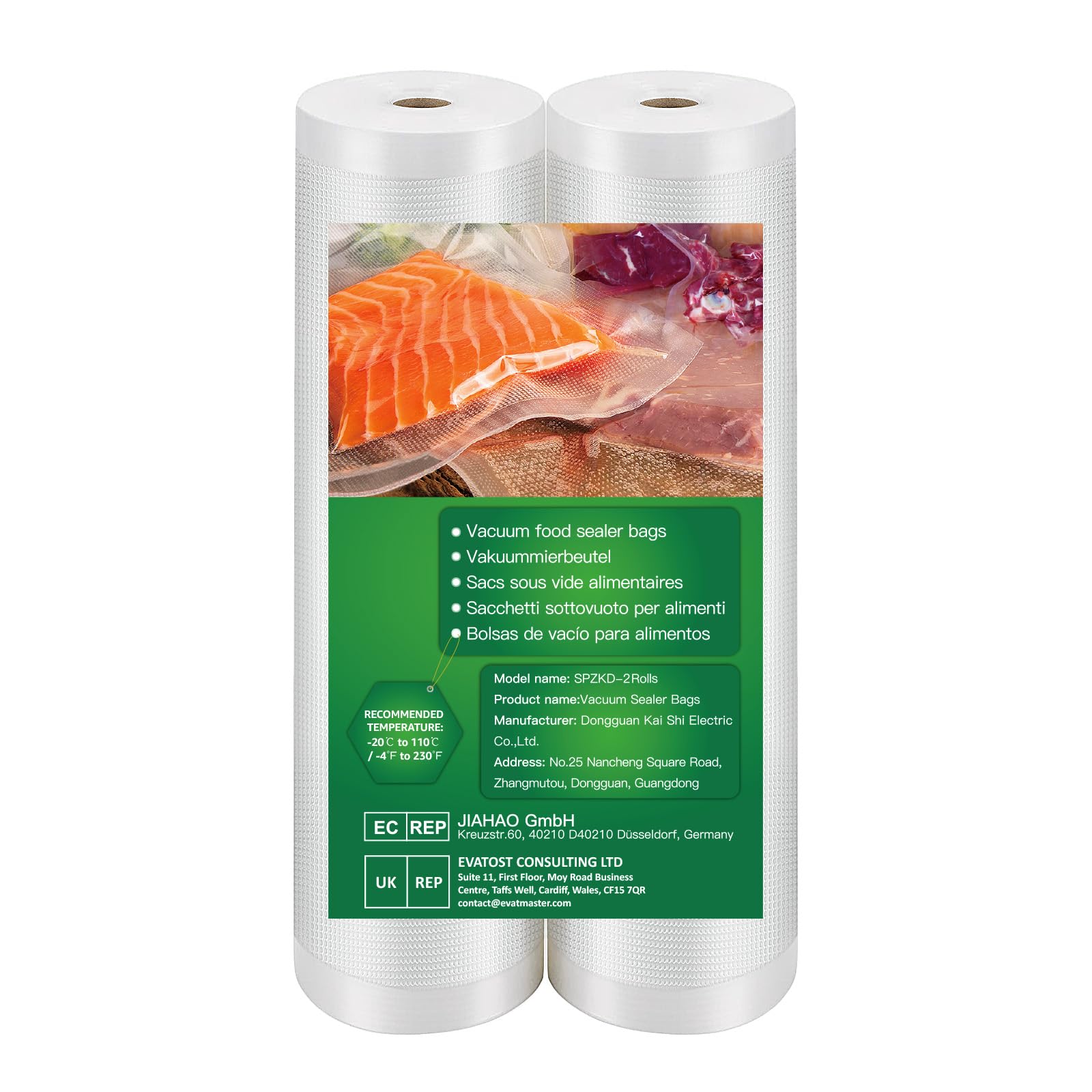 BoxLegend Vacuum Sealer Bags Vacuum Food Sealer Rolls, 2 Rolls 20 x 600cm Sous Vide Bags, Heavy-Duty Commercial Customized Size Food Bags for Food Storage, Sous Vide Cooking, BPA-Free