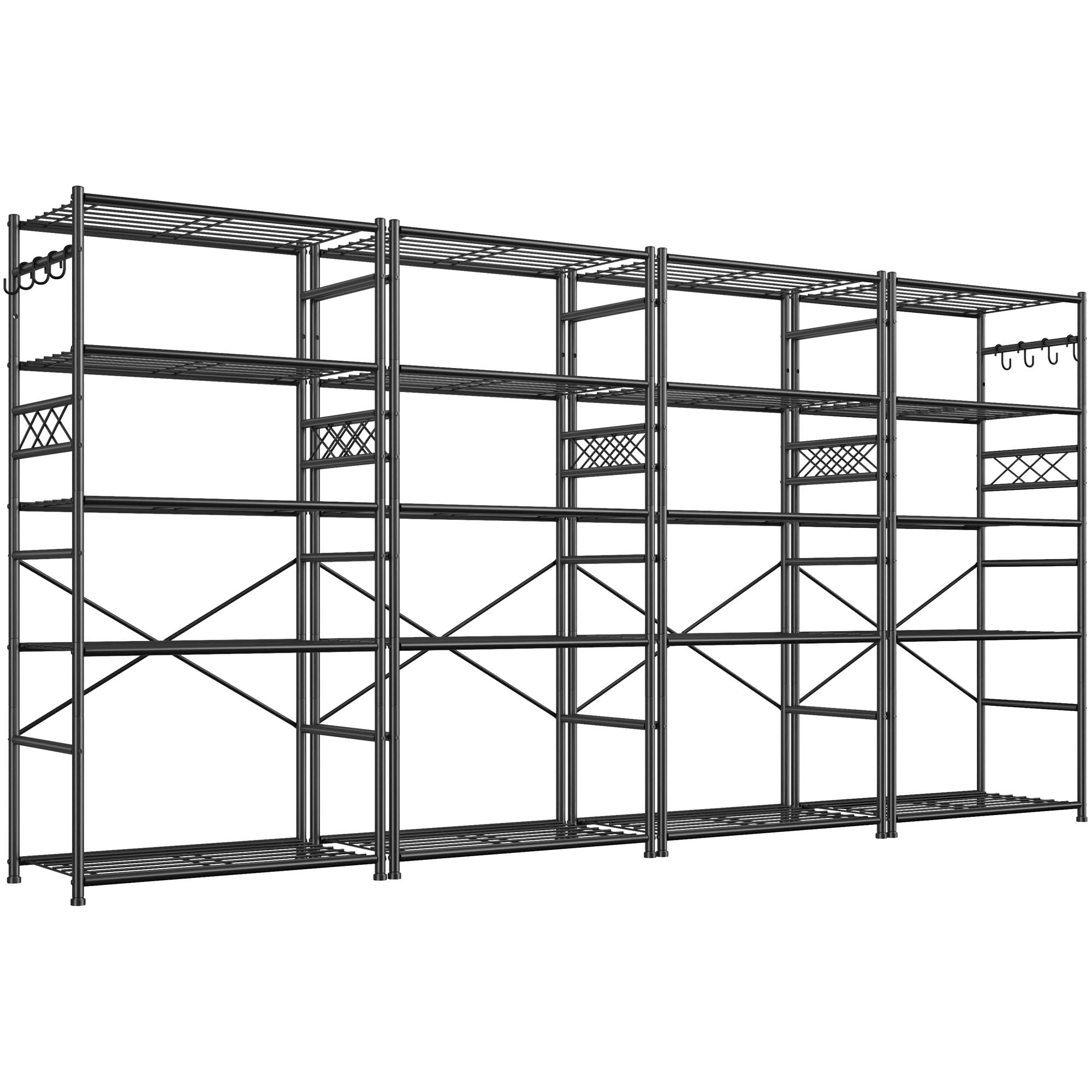 DurayLoly Storage Shelves 5 Tier Capacity,Metaling Shelving with Hooks,Heavy Duty Garage Shelves Unit with Leveling Feet,Wire Shelving for Pantry,Kitchen and Closet,23.6" W x 13.8" D x 72.4" H,500lbs