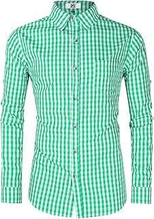 Men's German Bavarian Oktoberfest Casual Plaid Dress Shirt Checkered Button Down Shirts Long Sleeve Classical Shirts