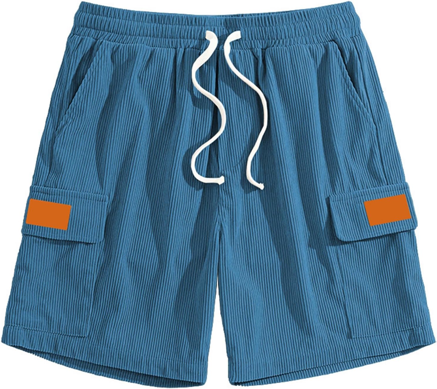 Ymosrh Mens Casual Shorts Elastic Waist Drawstring Summer Beach Workout Corduroy Cargo Shorts with Pockets S-2XL