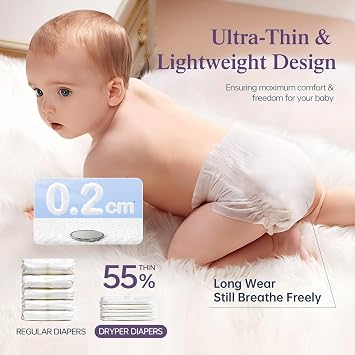 Baby Nappies Size 4 DRYPER (10-15kg), 23 Count, Ultra-Thin Soft Hypoallergenic Nappies for Sensitive Skin, 3D Leak Guards + Wetness Indicator, Day & Night Premium Nappies
