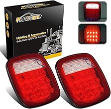 Partsam 2x Universal 16 LED Stop Tail Turn Signal Backup Reverse Brake Clearance Marker Lights Lamps Red/White Replacement for Jeep YJ JK CJ Truck Trailer Waterproof 12V
