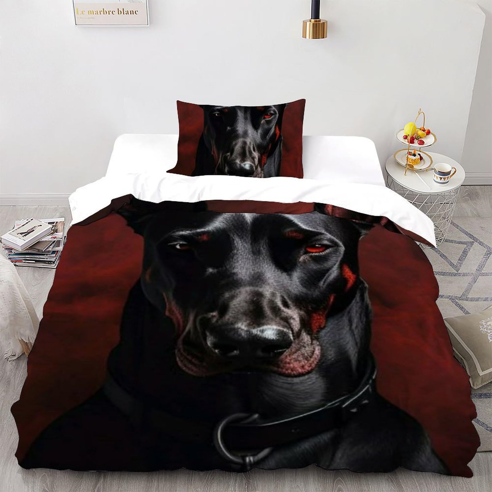Housse de couette single caniche rouge imprimé, cadeau pour lit